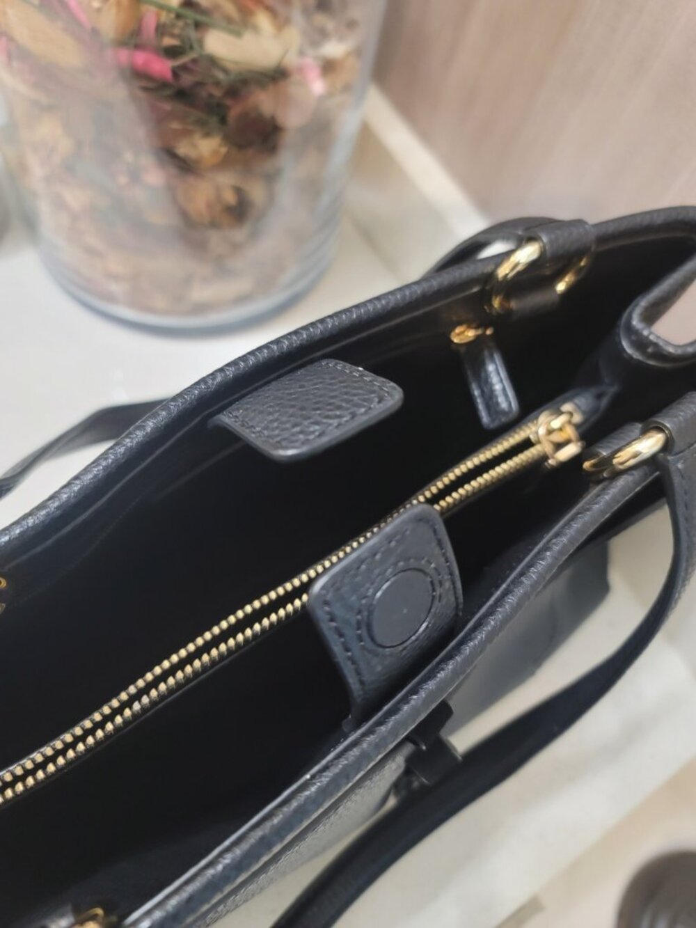 MARC JACOBS Maverick Tote Soft Black Pebbled Leather Large Bag 3 Sections - Picture 8 of 10